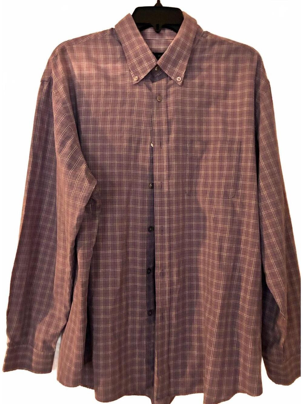 Van Heusen Men's XL Purple Plaid Button-Down Shirt
